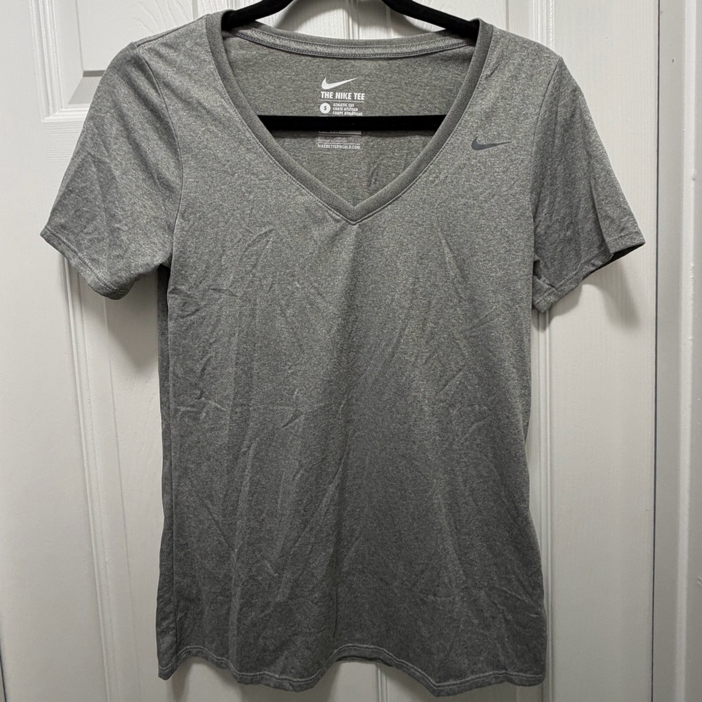 Nike Women's Heather Gray V-Neck Dri Fit Tee